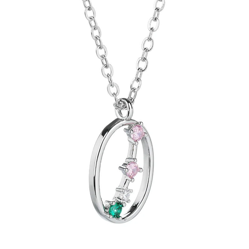 Colorful CZ Pendant Necklace 925 Silver Chain