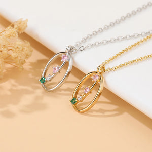 Colorful CZ Pendant Necklace 925 Silver Chain