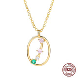 Colorful CZ Pendant Necklace 925 Silver Chain