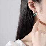 Irregular Enamel Stud Earrings 925 Silver Retro Ear Rings Stud