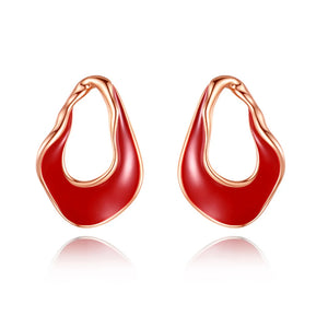 Irregular Enamel Stud Earrings 925 Silver Retro Ear Rings Stud