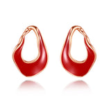 Irregular Enamel Stud Earrings 925 Silver Retro Ear Rings Stud
