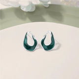 Irregular Enamel Stud Earrings 925 Silver Retro Ear Rings Stud