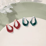 Irregular Enamel Stud Earrings 925 Silver Retro Ear Rings Stud