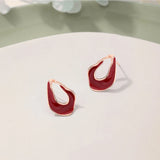 Irregular Enamel Stud Earrings 925 Silver Retro Ear Rings Stud