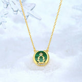 Malachite Christmas Tree Necklace 925 Sterling Silver for Women