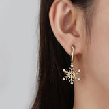 Moissanite S925 Snow Shape Drop Hoop Earrings for Women