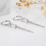 Pink CZ Drop Earrings 925 Silver Hoop Dangle Ear Rings