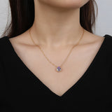 Purple Crystal Water Drop Necklace Zirconia S925 18K Plated Pendant
