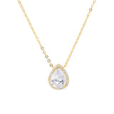 Purple Crystal Water Drop Necklace Zirconia S925 18K Plated Pendant