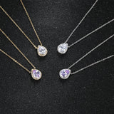 Purple Crystal Water Drop Necklace Zirconia S925 18K Plated Pendant