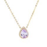 Purple Crystal Water Drop Necklace Zirconia S925 18K Plated Pendant