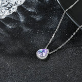 Purple Crystal Water Drop Necklace Zirconia S925 18K Plated Pendant