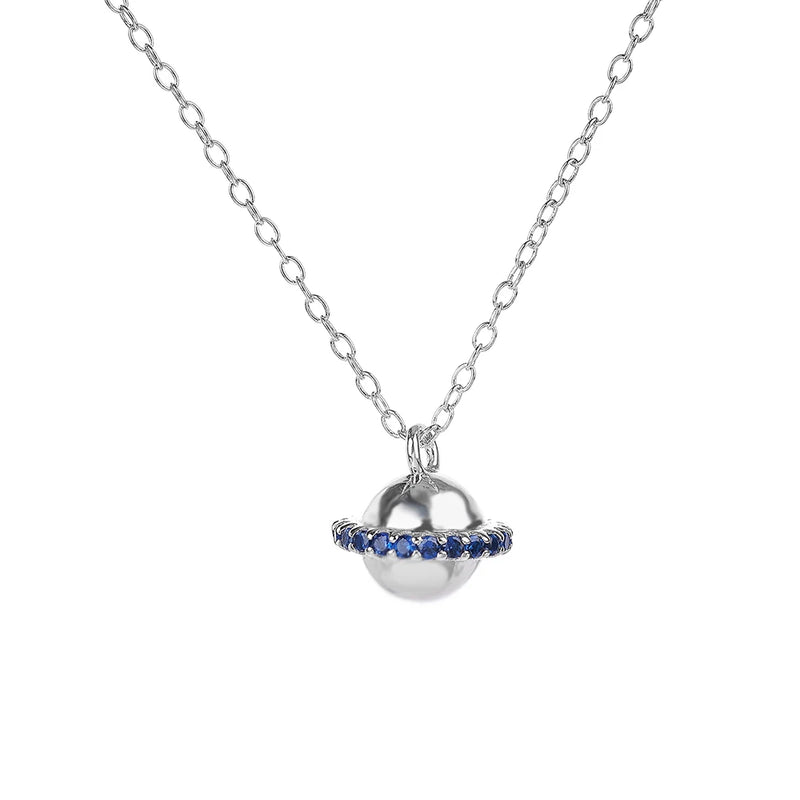 Round Ball Zircon Necklace 925 Silver Chain Pendant Cubic Zirconia S925 18K