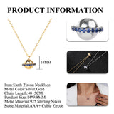 Round Ball Zircon Necklace 925 Silver Chain Pendant Cubic Zirconia S925 18K