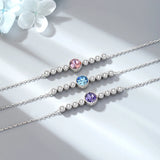 Round CZ S925 Silver Bracelet Zirconite Chain Link for Women