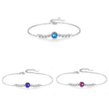 Round CZ S925 Silver Bracelet Zirconite Chain Link for Women