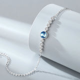Round CZ S925 Silver Bracelet Zirconite Chain Link for Women