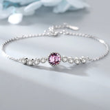 Round CZ S925 Silver Bracelet Zirconite Chain Link for Women