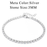 S925 3MM CZ Tennis Bracelet 925 Silver Chain Micro Pave 4MM Zircon 18K Plated
