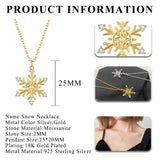 Snow Shape Moissanite Chain Necklace 18K Plated 925 Sterling Silver Pendant