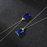 Tanzanite Zircon Pendant Necklace S925 Sterling Silver Cubic Zirconia