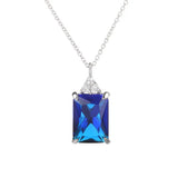 Tanzanite Zircon Pendant Necklace S925 Sterling Silver Cubic Zirconia