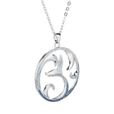Wave CZ Necklace 925 Sterling Silver Chain Dolphin Tail Fin Necklaces