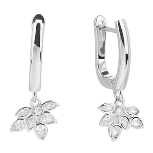 Zircon Hoop Drop Earrings 925 Silver CZ Dangle 18K Plated Ear Rings