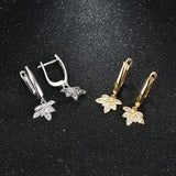 Zircon Hoop Drop Earrings 925 Silver CZ Dangle 18K Plated Ear Rings