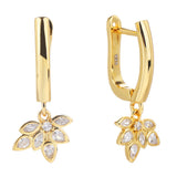 Zircon Hoop Drop Earrings 925 Silver CZ Dangle 18K Plated Ear Rings