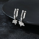 Zircon Hoop Drop Earrings 925 Silver CZ Dangle 18K Plated Ear Rings