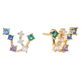 925 Silver Zircon Stud Earrings Round Cut CZ 18K Plated Hypoallergenic Ear