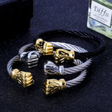 Power Fist Cable Wire Bracelet Bangles Punk Cuff Bracelet Men Boy Jewelry