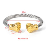 Power Fist Cable Wire Bracelet Bangles Punk Cuff Bracelet Men Boy Jewelry
