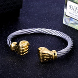 Power Fist Cable Wire Bracelet Bangles Punk Cuff Bracelet Men Boy Jewelry