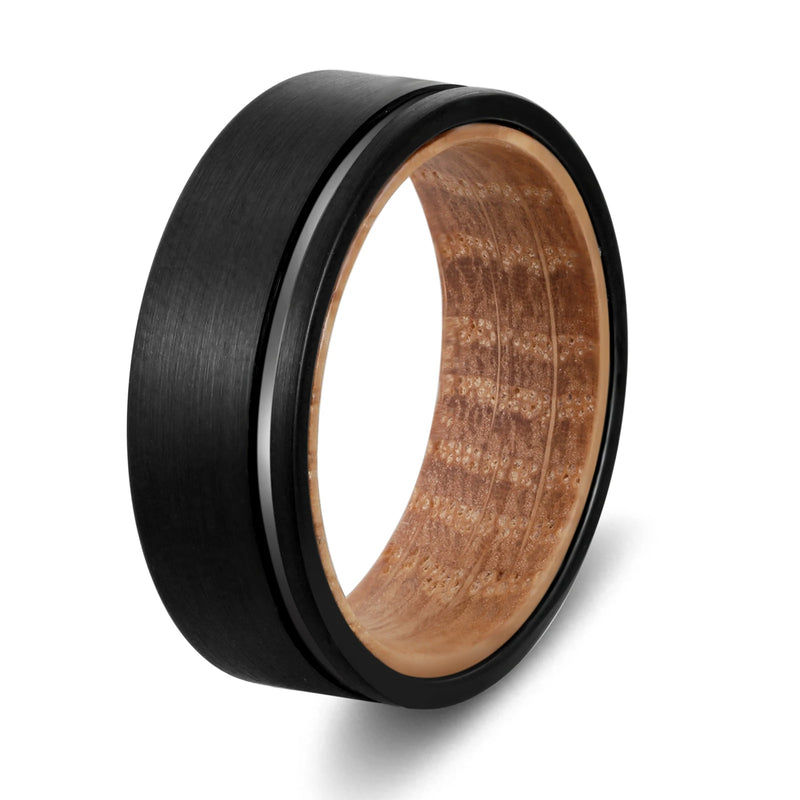 Poya 8mm Tungsten Carbide Rings with Wood Liner