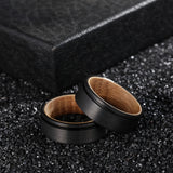 Poya 8mm Tungsten Carbide Rings with Wood Liner