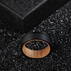 Poya 8mm Tungsten Carbide Rings with Wood Liner