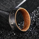 Poya 8mm Mens Tungsten Ring with Whiskey Barrel Wood