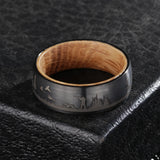 Poya 8mm Mens Tungsten Ring with Whiskey Barrel Wood