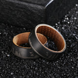 Poya 8mm Mens Tungsten Ring with Whiskey Barrel Wood