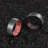 Gunmetal Tungsten Ring with Purple Box Elder Sleeve