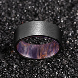 Gunmetal Tungsten Ring with Purple Box Elder Sleeve