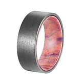 Gunmetal Tungsten Ring with Purple Box Elder Sleeve