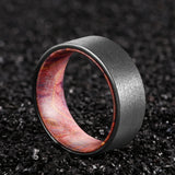 Gunmetal Tungsten Ring with Purple Box Elder Sleeve