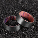 Gunmetal Tungsten Ring with Purple Box Elder Sleeve