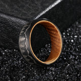 Poya 8mm Whiskey Barrel Wood Sleeve Forest Tree Lasered Tungsten Couple Ring