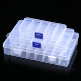 Adjustable 10/15/24 Compartment Plastic Storage Box Jewelry Organizer