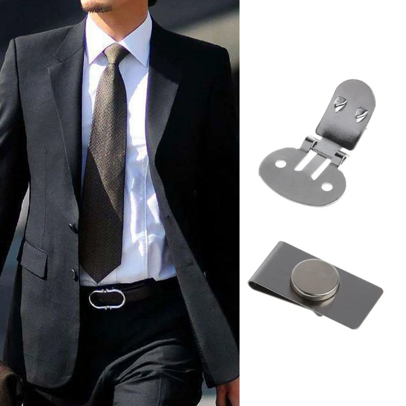 Men's Magnetic Tie Clip Stainless Steel Lapel Pin